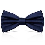 PROUSKY Navy Blue Pre-Tied Bow Tie for Men Teens Boys, Tux Bowtie Adjustable Formal Neck Bowtie Satin Bow Tie for Party Wedding, 1 Piece