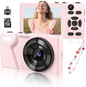 Digital Camera 4K 64MP Compact Camera with Dual Lens,2000mAh Battery,2.8" IPS Screen,18X Digital Zoom,32GB Micro SD Card and OTG Adapter Auto-Focus Small Camera for Kids,Teenagers,Beginners,Pink
