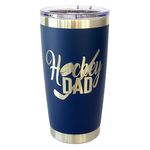 Hockey Dad 20oz Coffee Tumbler (Navy), Stainless Steel tumbler for men, Insulated Coffee Travel Mug, Ice Hockey gifts for Men