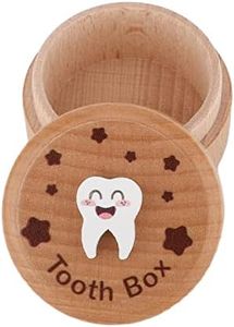 SAVITA Wooden Tooth Fairy Box, 3D Cute Case Keepsake Organizer Lost Teeth Holder Storage for Boys Girls Kids Children, White