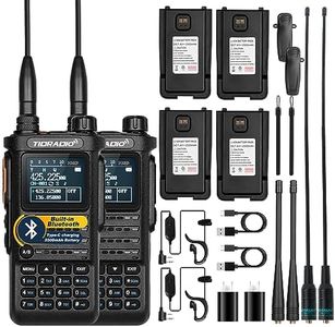 (2nd Gen) TIDRADIO H8 GMRS Handheld Radio with Bluetooth Programming Repeater Capable Dual Band Long Range Two Way Radios Walkie Talkies with 4PCS Batteries 771 Long Antenna & Earpiece- 2Pack Full Kit