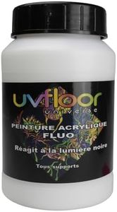 UV Floor - Acrylic Paint - Special Black Light and Ultraviolet - Bright - Flowing and Highly Pigmented - Neon Colours - Neon White - 250 ml