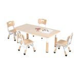 CHIIRAKU Kids Table and 4 Chairs Set, Height Adjustable Toddler Table and Chair Set for Ages 2-10, Easy to Wipe Arts & Crafts Table, for Classrooms/Daycares/Homes 330LB/150KG Weight Capacity