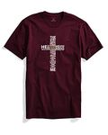 ADRO Men's God Printed Cotton T-Shirt (RNR-M-GOD-MR_Maroon_2XL)