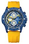 NAVIFORCE Sport Watch for Men Military Outdoor Stopwatch Chronograph Wrist Watch Silicone Strap Waterproof with Auto Date (Yellow)