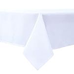 Biscaynebay Textured Fabric Tablecloths 90 X 156 Inches Rectangular, White Water Resistant Tablecloths for Dining, Kitchen, Wedding and Parties etc. Machine Washable