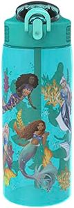 Zak Designs Disney The Little Mermaid 2023 Kids Water Bottle For School or Travel, 25oz, Durable Plastic, with Pop-Up Antimicrobial Spout and Cover, Handle, and Leak-Proof (Ariel and Sisters)
