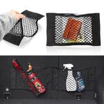 2Pcs Car Storage Nets, Nylon Elastic String Net for Trunk Seat Back, Self-Adhesive Car Groceries Storage Bag with Velcro, Ideal for Fluff Surface Only, Cargo Nets Car Trunk Accessories, 50 x 25 CM