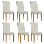 S AFSTAR Upholstered Dinning Chairs Set of 6, Tufted Parsons Chairs with Solid Rubber Wood Legs & Adjustable Feet, High Back Padded Dining Chairs for Kitchen Living Room Restaurant (6, Beige)