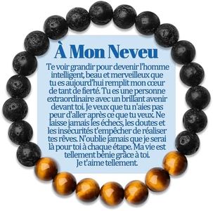 Neveu Bracelet Cadeau Neveu Bracelets Cadeaux pour Mon Neveu Cadeau de Tonton ou Tata A Son Oncle Cadeau de Oncle Tante Homme Anniversaire Noel Cadeau Idee Original Bijoux Perles Idée Bijou