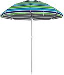 Outsunny 6ft Portable Beach Umbrella with Sand Anchor, Height Adjustable Patio Umbrella with Tilt, Air Vent, Carry Bag, UPF 40+ UV Protection, Multicolour