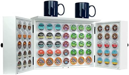 Excello Global Products Barndoor K Cup Cabinet - Wall-Hanging or Standing - Holds 65 K Cups (White)