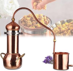 MiBoce Copper Moonshine Still, 2L/3L Pure Copper Alembic Still, Household Small Fresh Flower Essential Oil Distiller, with Cooling Tube, for Whiskey, Moonshine Essential Oils, Distilled Hydrosol