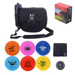 CROWN ME Disc Golf Set, Disc Golf Starter Set,Includes 1pc Bag with Water Bottle Pocket and Accessory Pocket, 2pcs Drivers, 2pcs Mid-Ranges, 2pcs Putters, 1pc Mini Disc Marker and 1pc Towel