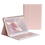 iPad Mini 6th Generation Keyboard Case iPad Mini 6 Case with Color Keyboard Removable Bluetooth Wireless Keyboard Case，Pink