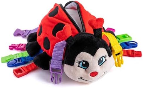 Buckle Toys - Becky Ladybug Stuffed Animal - Montessori Learning Activity - Develop Motor Skills and Problem Solving - Sensory Toddler Travel Toy