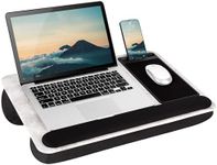 LAPGEAR Home Office Pro Lap Desk with Wrist Rest, Mouse Pad, and Phone Holder - White Marble - Fits up to 15.6 Inch Laptops - Style No. 91591