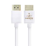 JuicEBitz 4K White HDMI Cable 4M, High Speed HDMI 4k 30fps. 1.4 HDMI Lead with Ethernet, HDMI to HDMI Cable, Compatible with Xbox, Playstation, Freeview, Sky + More. Slim 4M Long HDMI