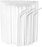 [500 Pack] White Flexible Plastic Drinking Straws Disposable Straw 8'' inches Tall