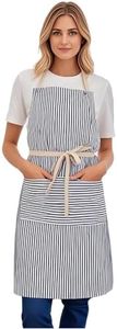 URED Adjustable Bib Aprons For Men With Pockets,Women Stripes Apron Kitchen Aprons for Chef Cooking Grilling Garden Work Aprons(Apron 005, 1)