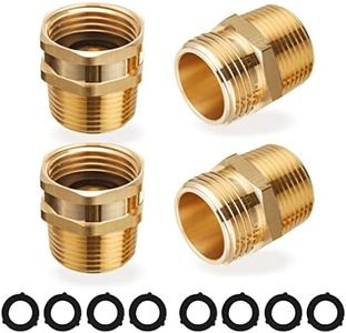 JOEJET Garden Hose Connector, 3/4'' GHT Female and Male to 3/4'' NPT Male, Metal Brass Water Hose to Pipe Thread Adapters and Fittings