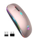 aMZCaSE LED USB Wireless Mouse for Laptop,Souris Sans Fil with Rechargeable Slim Silent Mice 2.4G Portable Office Optical Computer Mouse Wireless with USB Receiver,Rose Gold