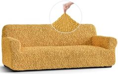 PAULATO BY GA.I.CO. Sofa Cover 3 Seat Couch Slipcover 1-Piece Stretch Cotton Sofa Slipcovers for Kids Soft and Protective Sofa Slip Cover Furniture Protector - Fuco Cotton - Mustard Yellow