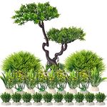 BEGONDIS 25Pcs Artificial Aquarium Plants Tree Set, Artificial Plastic Plants Fake Aquatic Plants Artificial Fish Tank Plants for Aquarium Decorations