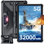 OUKITEL RT7 Rugged Tablet 5G, 32000mAh Battery Waterproof Tablet, 33W Fast Charging, 24GB+256GB, 10.1" FHD+, 48MP+20MP Night Vision Camera Tablets PC Android 13, Dual SIM/5G WiFi/GPS/NFC, T-Mobile