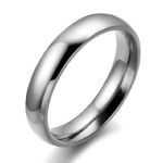 JewelryWe 4mm Polished Stainless Steel Couples Anniversary Ring Comfort Fit Mens Ladies Engagement Wedding Band (Size P)