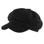 Gisdanchz Woman Wool Newsboy Hat Gatsby Apple Paperboy Cloche Painters Cabby Hats Ladies Winter 8 Panel Ivy Irish Cabbie Cap Cancar Visor Beret Black