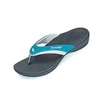 Powerstep ArchWear Orthotic Sandals Women - Orthopedic Flip Flops for Arch Support & Plantar Fasciitis Pain Relief - Built-In Heel Cradle for Added Support (Women's 9, Teal/Charcoal)
