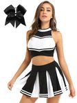 dPois Women's Schoolgirls Cheerleading Dance Uniform Set Halloween Fancy Dress Competition Costume Black C L