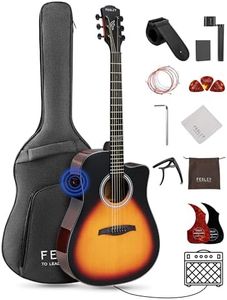 Fesley Acoustic Electric Guitar Kit: 41" 6 String Acoustic Guitar for Adults & Beginners, Guitarra Electroacústica with Steel String, Built-in Pickup, Gig Bag, Capo, Strap, Picks, String Winder