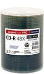 100 Pack Professional CD-R Legend with Pro Taiyo Yuden TY Technology 48X 700MB 80Min (MID 97m24s01f) White Inkjet Hub Printable Blank Recordable Disc