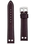 Pilot Leather Flieger Watch Strap - Brown 20mm - Aviator Riveted Band - Genuine Steel Rivet Studs - Military WW2 - Tool and Spring Bars Included (20mm, Dark Brown)