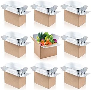 Nuanchu 10 Pieces Double Insulated Mailing Boxes with Aluminum Foil Insulated Bag Liner Cooler Small Mailing Box for Mailing Frozen Food Cold Mailing Boxes for Mailing Packing Moving, 9" x 5" x 6"