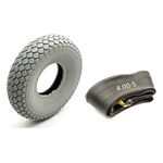 Tyre & Innertube 4.00-5 Grey Diamond Block Tread Fits Mobility Scooter 5 Inch Wheel Rim 4 Ply