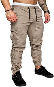 JMIERR Man Fashion Cargo Pants - Casual Cotton Tapered Stretch Twill Chino Athletic Joggers Sweatpants Drawstring Hiking Workout Trousers with Pockets for Men, US 36(L), A Grey 1