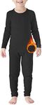 Century Star Kids Thermal Underwear Long Johns for Boys Girls Base Layer Toddler Thermal Set Ultra Soft Black Medium (90) /2T-3T