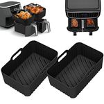 MOFELON 2PCS Silicone Pot for Ninjas Dual Air Fryer,Reusable Silicone Air Fryer Liners Double Air Fryer Silicone Air Fryer Basket, Air Fryer Accessories for Air Fryer, Oven and Microwave (Black)