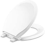 KOHLER 78052-RL-0 Rutledge ReadyLatch Quiet Close Rount Toilet Seat, Slow Close Lid and Seat, Grip-Tight Bumpers and Installation Hardware, White