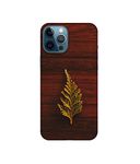 Amazon Brand - Solimo Designer Leaf on Wood 3D Printed Hard Back Case Mobile Cover for Apple iPhone 12 Pro Max, Multi-Coloured