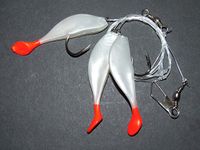 FFT SUPER CATCH PEARL WOBBLE SHAD RIG LURE 3 x 6/0 HOOK BOAT BASS COD SEA FISHING LINE CLIP