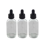 The Bottle Depot - 3 Pack - 2 oz Glass Bottle with Dropper - Clear - 20-400 Neck Finish - Boston Round Bottles - Leakproof Essential Oils Bottles