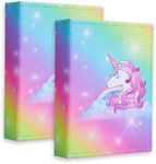FIODAY 2 Pcs Small Photo Albums 4x6, Mini Photo Albums Cute Unicorn Picture Album Holds 52 Photos Leather Photo Book for Baby Kids Birthday, Family, Anniversary, Travel