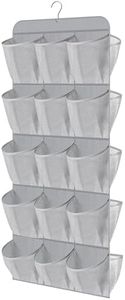 MISSLO 30 Large Pockets Dual Sided Hanging Shoe Organizer for Closet with Rotating Hanger Hanging Shoe Shelves, Grey