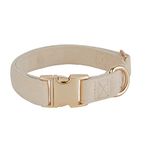 Petiry Soft Dog Collar with Safety Metal Buckle Adjustable Durable Comfort Velvet Corduroy Bridal Dog Collars for Small Dogs Neck 25-38cm Beige