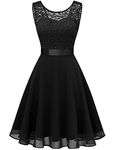 BeryLove Women's Short Floral Lace Bridesmaid A-line Part Dress BLP7005BlackS