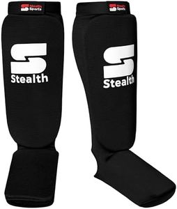 Stealth Sports Boxing Shin Guard – Professional Muay Thai Shin Guards – 12mm Thick Leg & Foot Shin Instep Guard – Protective Sparring Gear for MMA, Taekwondo, Karate, Kickboxing, Men & Women (M)